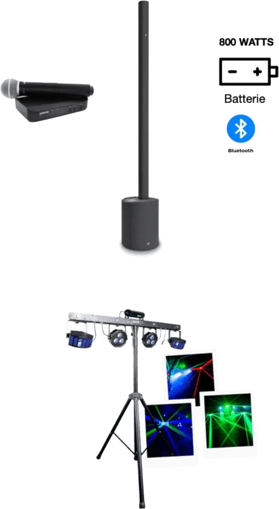 Sono colonne, portique lumineux quatre en un et micro sans fil du pack Easy Party
